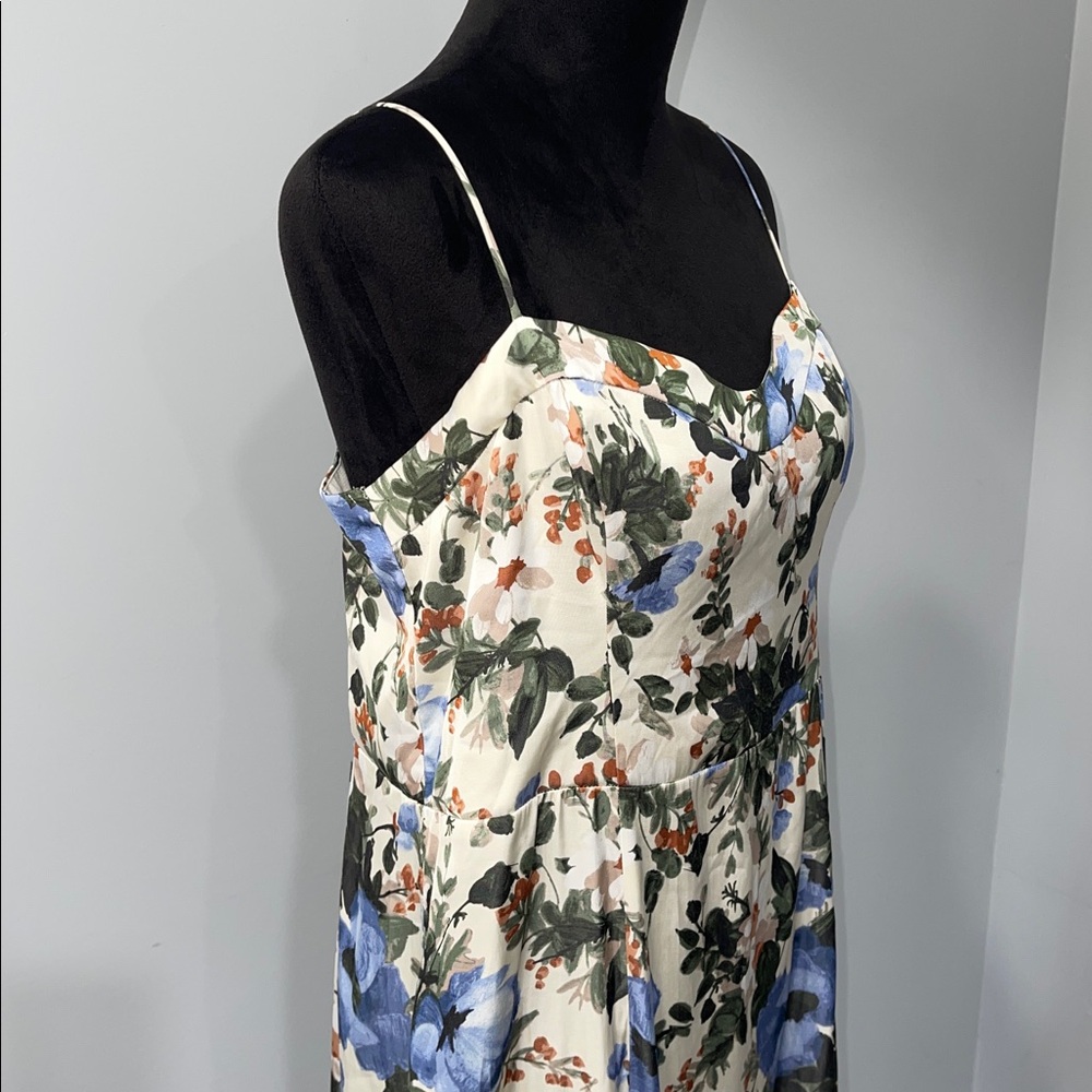 Abercrombie & Fitch Camille Dress cream blue green floral print size Large women - Picture 9 of 16